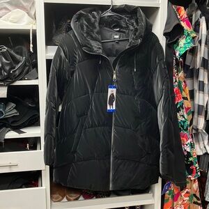 DNKY puffer winter jacket hoodie, black